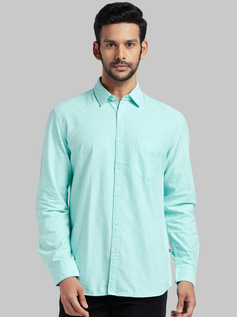 Parx Men Green Slim Fit Printed Casual Shirt