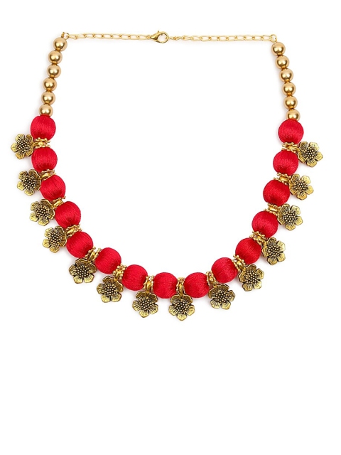 AKSHARA Gold-Toned & Red Handcrafted Choker Necklace