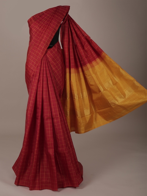 Pothys Red Checked Pure Silk Saree