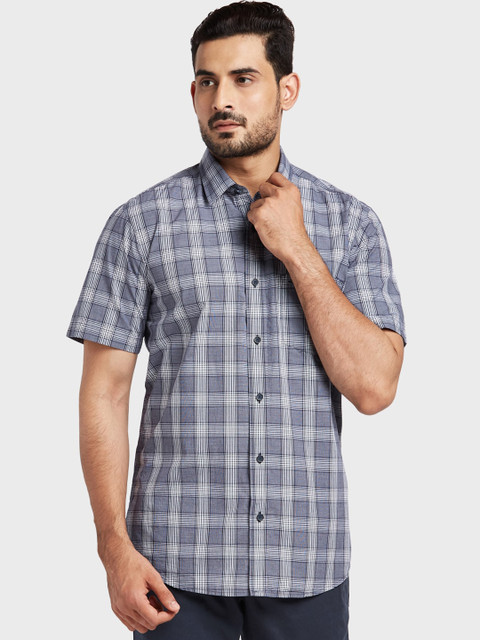 ColorPlus Men Blue Tailored Fit Checked Casual Shirt
ColorPlus Men Blue Tailored Fit Checked Casual Shirt