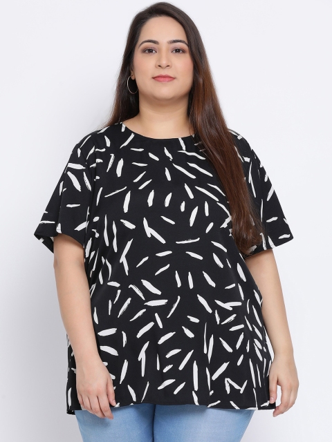 Oxolloxo Women Black Printed A-Line Top
