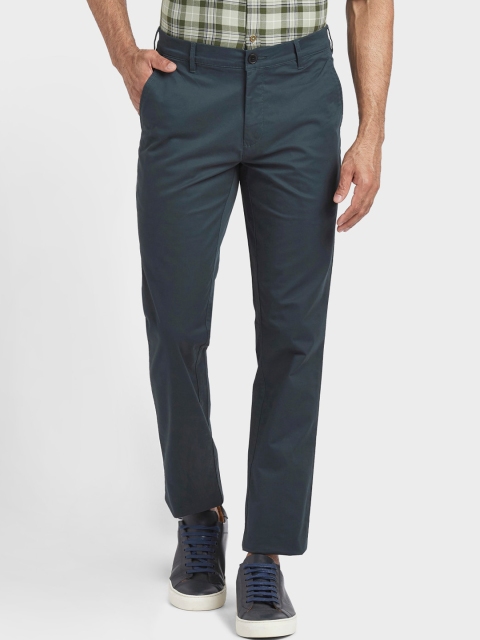ColorPlus Men Blue Regular Fit Solid Chinos