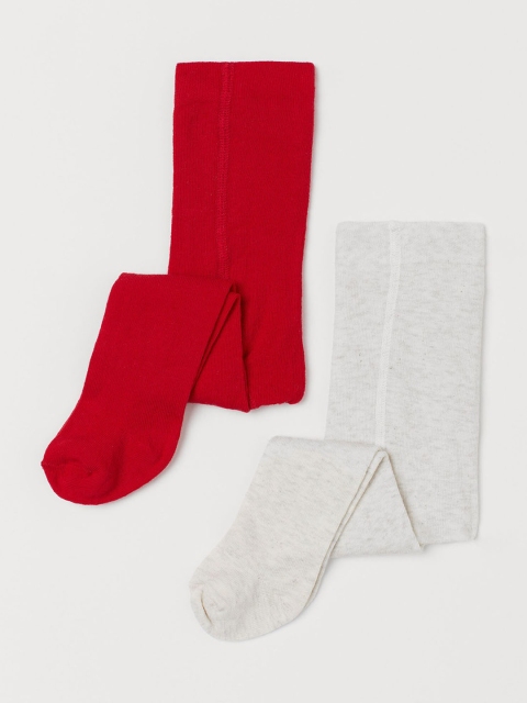 H&M Girls Solid 2-Pack Stockings, Red
