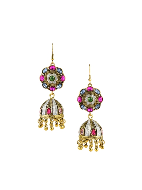 DESI COLOUR Pink & Gold-Toned Drop Earrings