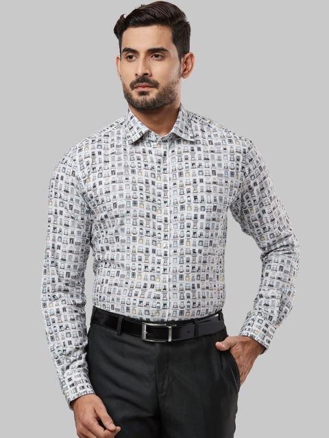 Ethnix by Raymond Men Off-White Tailored Fit Printed Semiformal Shirt