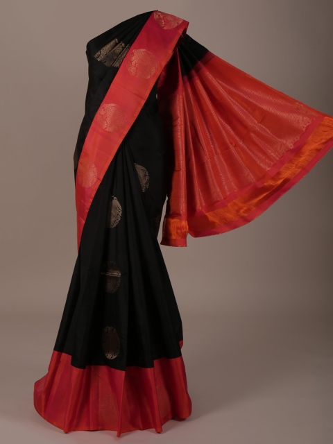 Pothys Black Woven Design Pure Silk Saree