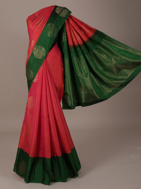Pothys Pink & Green Pure Silk Woven Design Saree