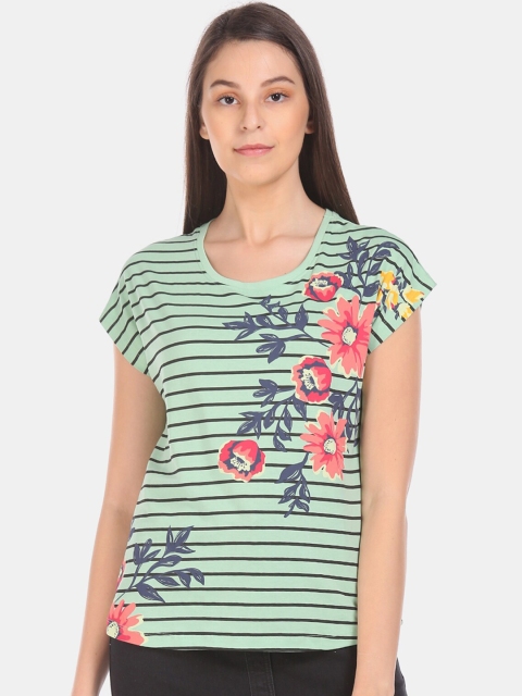 Sugr Women Green Striped Top
