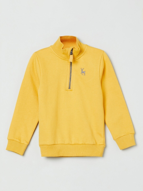 max Boys Yellow Solid Pullover Sweatshirt