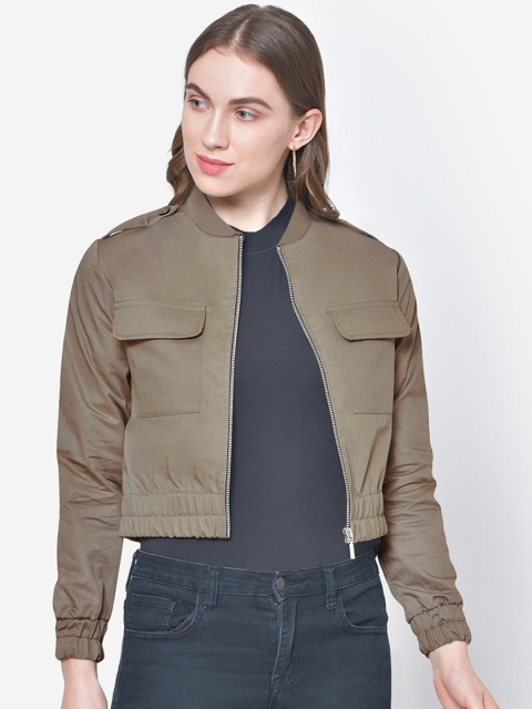 Martini Women Olive Green Solid Tailored Jacket