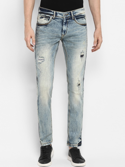 SPYKAR Men Blue Skinny Fit Low-Rise Mildly Distressed Jeans