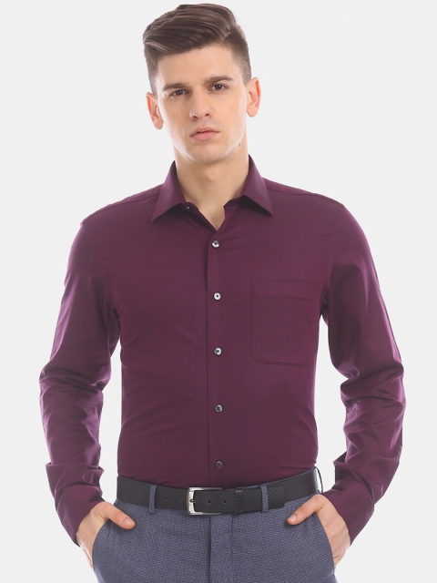 Arrow Men Purple Regular Fit Solid Formal Shirt