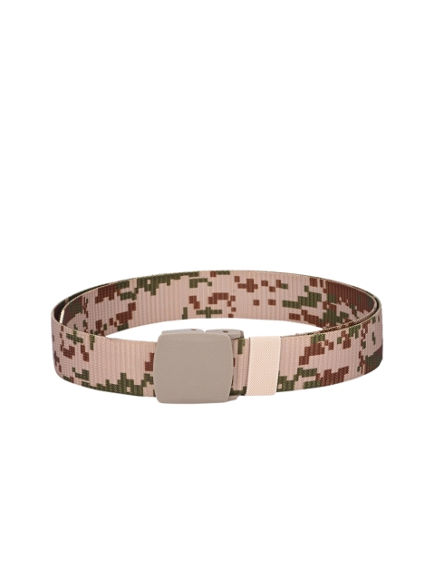 Calvadoss Men Beige & Brown Woven Design Polyester Canvas Belt