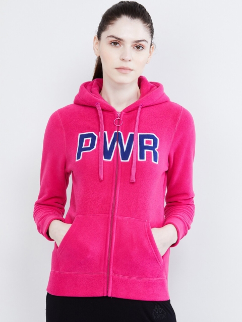 max Women Pink Printed Hooded Sweatshirt