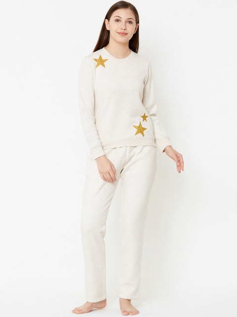 Sweet Dreams Women White Solid Night Suit