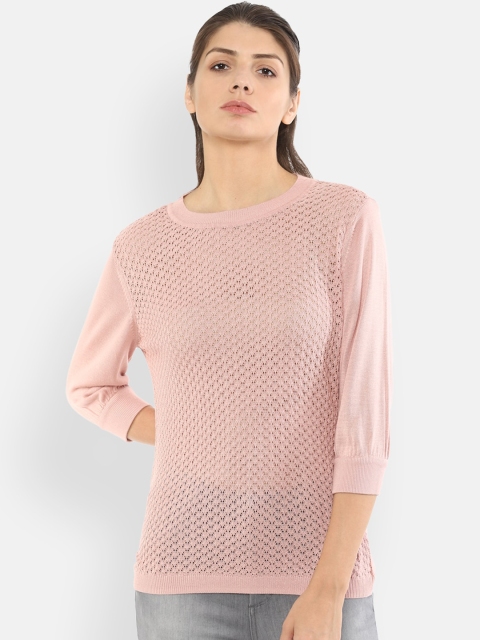 Van Heusen Woman Women Peach-Coloured Self Design Top