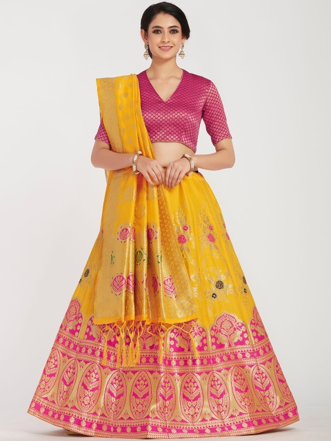 MIMOSA Yellow & Pink Embroidered Unstitched Lehenga & Semi-Stitched Blouse with Dupatta
MIMOSA Yellow & Pink Embroidered Unstitched Lehenga & Semi-Stitched Blouse with Dupatta