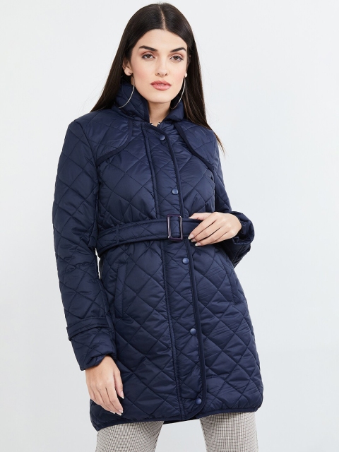 max Women Blue Solid Parka