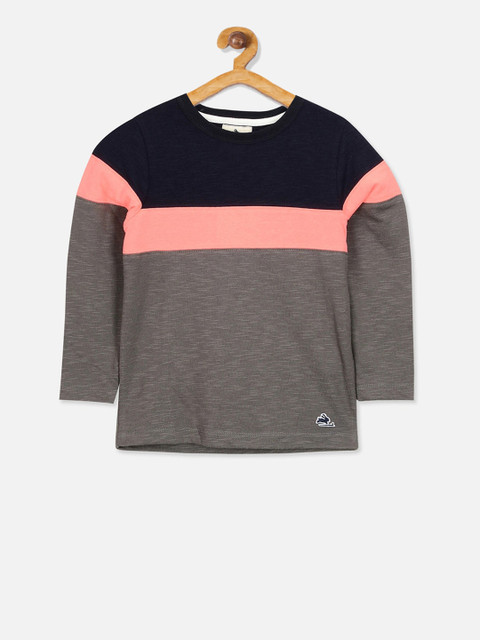 Cherry Crumble Boys Grey Colourblocked Round Neck T-shirt 
Cherry Crumble Boys Grey Colourblocked Round Neck T-shirt