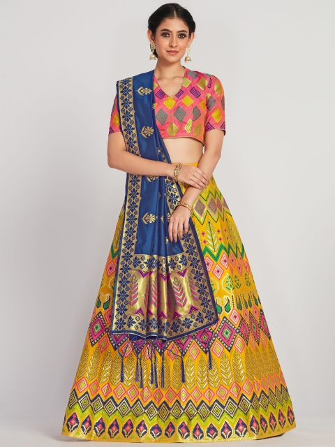 MIMOSA Women Navy-Blue & Pink Woven-Design Semi-Stitched Lehenga With Unstitched Blouse & Dupatta
MIMOSA Women Navy-Blue & Pink Woven-Design Semi-Stitched Lehenga With Unstitched Blouse & Dupatta