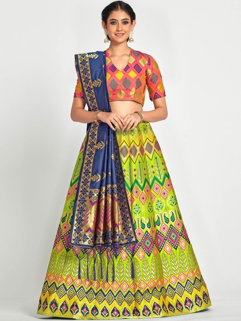 MIMOSA Women Orange & Navy Zari Woven Design Semi-Stitched Lehenga & Unstitched Choli with Dupatta
MIMOSA Women Orange & Navy Zari Woven Design Semi-Stitched Lehenga & Unstitched Choli with Dupatta