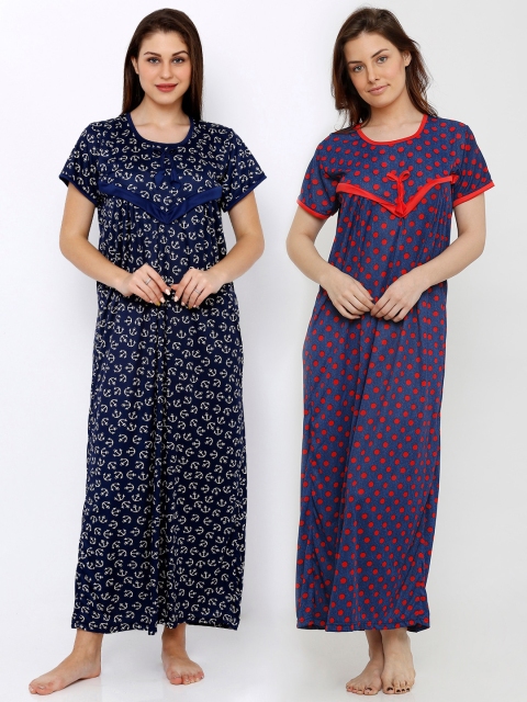 Pretty Awesome Women Pack Of 2 Printed Feeding & Maternity Maxi Nightdress, Navy blue
Pretty Awesome Women Pack Of 2 Printed Feeding & Maternity Maxi Nightdress, Navy blue