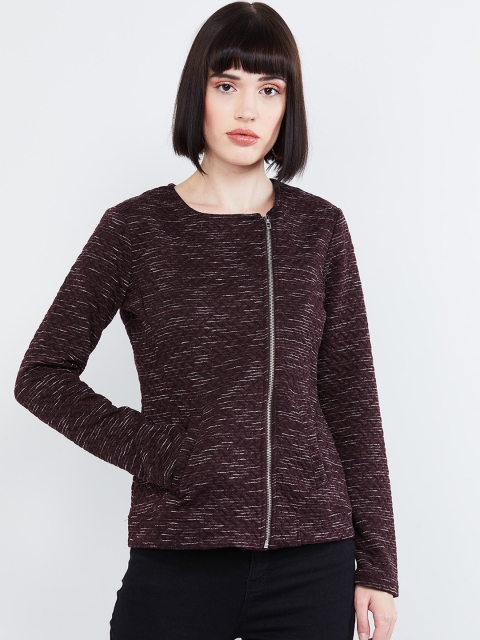 max Women Maroon Solid Sweatshirt