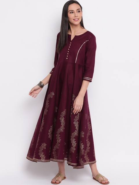 Shakumbhari Women Purple & Gold Printed Maxi Dress
