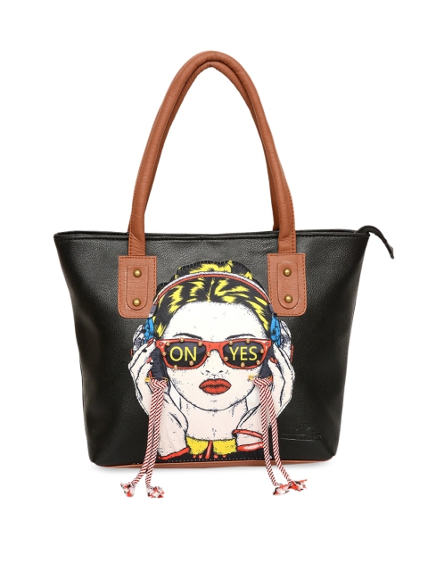 Pink Potato Black Embellished Tote Bag