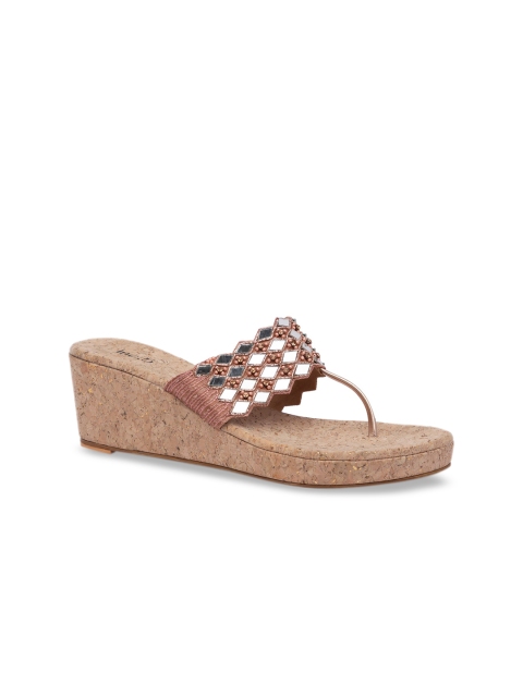 Inc 5 Women Rose Gold Embellished Wedges