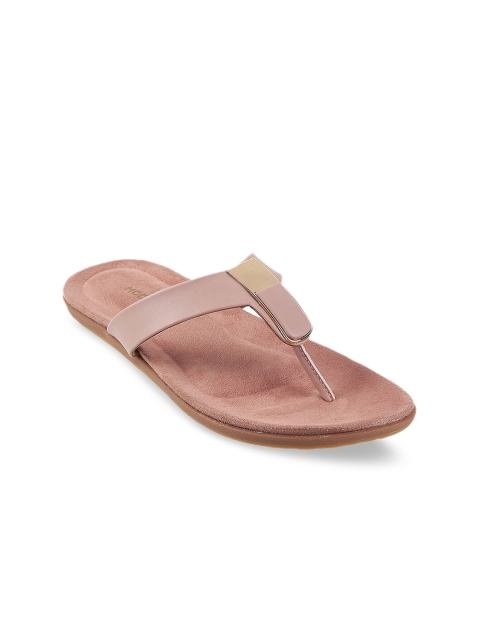 Mochi Women Pink Solid Open Toe Flats