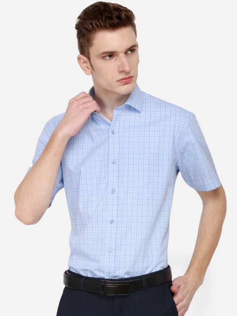 JADE BLUE Men Blue Regular Fit Checked Formal Shirt
