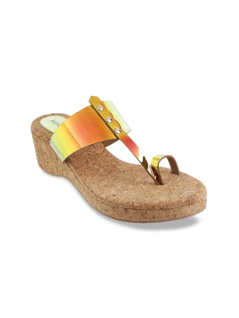 Mochi Women Yellow Embellished Wedges