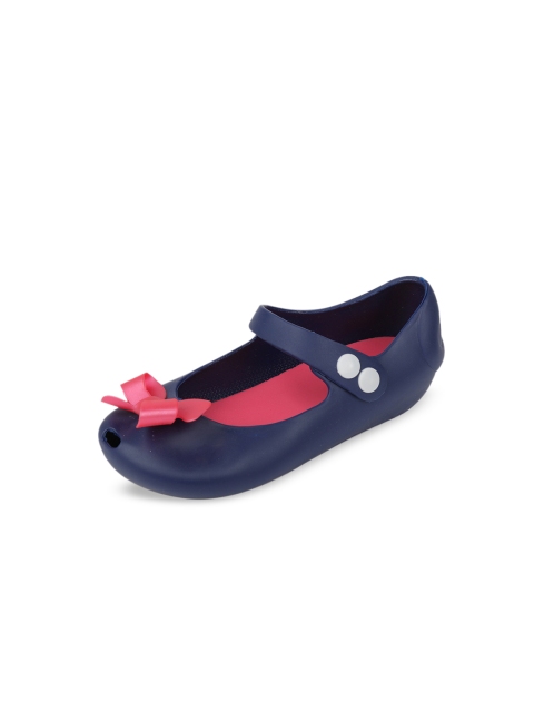 Yellow Bee Girls Navy Blue Solid Rubber Ballerinas