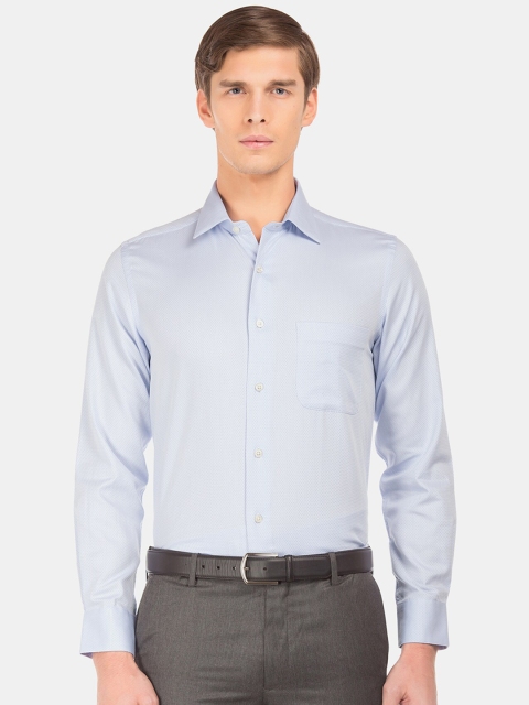 Arrow Men Blue Regular Fit Self Design Formal Shirt