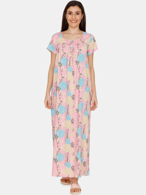 Zivame Pink Printed Nightdress