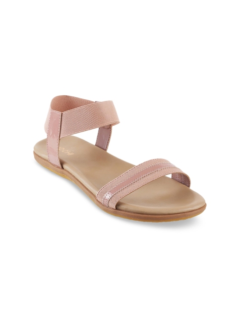 Mochi Women Pink Solid Open Toe Flats