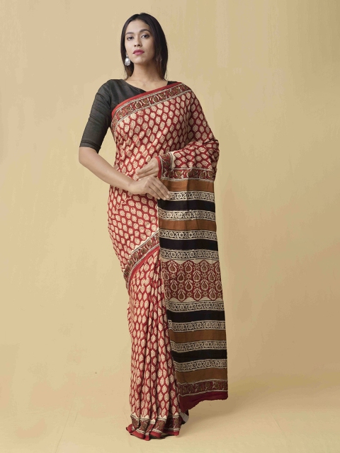 Unnati Silks Red Pure Cotton Printed Kota Saree