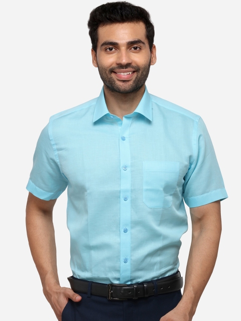 JADE BLUE Men Blue Regular Fit Solid Formal Shirt
