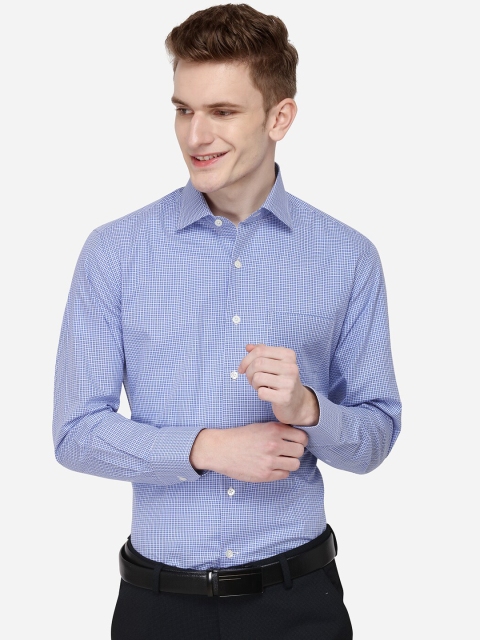 JADE BLUE Men Blue Slim Fit Checked Formal Shirt