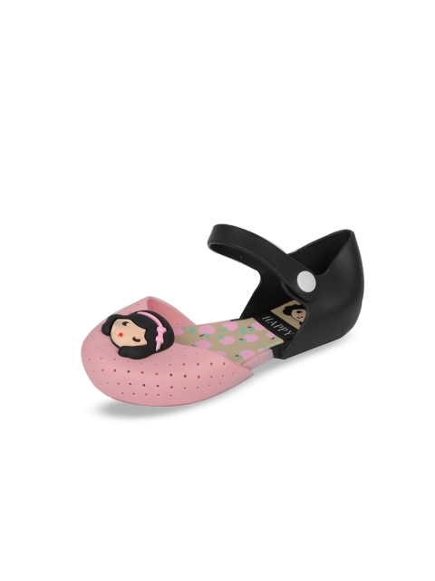 Yellow Bee Girls Pink Printed Rubber Ballerinas