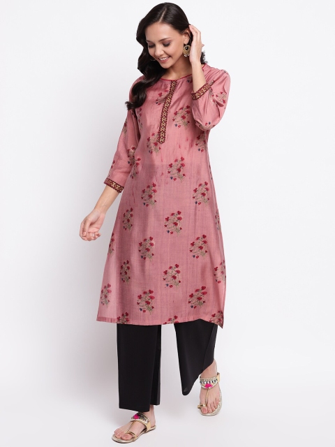Napra Women Peach-Coloured Printed A-Line Kurta