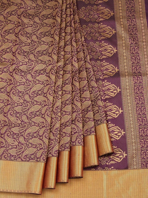 Vijayalakshmi Silks Purple & Gold Pure Silk Printed Saree