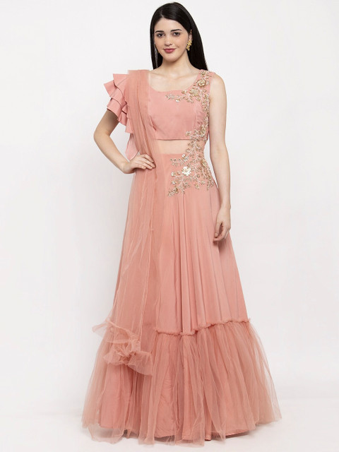 KHALOM Women Peach-Coloured Embellished Co-ordinate Sets Dress
KHALOM Women Peach-Coloured Embellished Co-ordinate Sets Dress