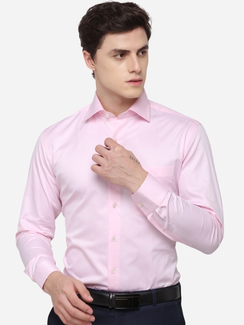 JADE BLUE Men Pink Slim Fit Solid Formal Shirt