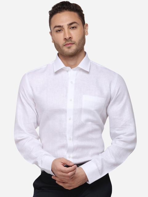 JADE BLUE Men White Regular Fit Solid Formal Shirt