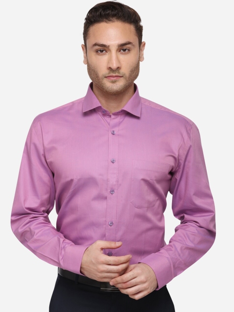 JADE BLUE Men Purple Regular Fit Self Design Formal Shirt