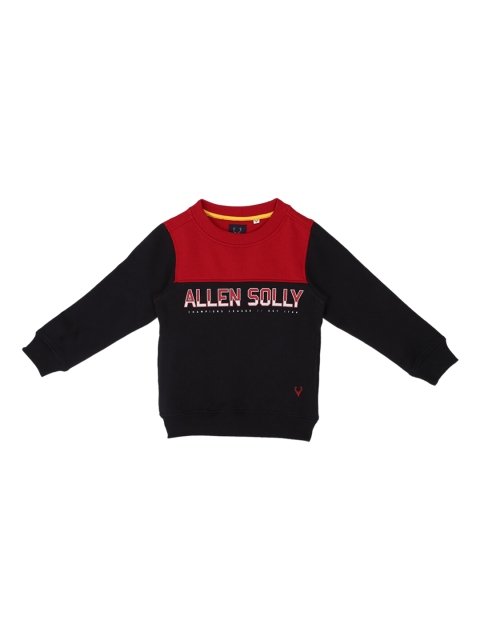 Allen Solly Junior Boys Black & Red Colourblocked Sweatshirt