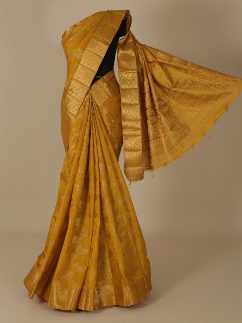 Pothys Mustard Yellow Woven Design Jute Silk Saree