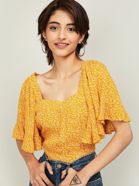 Ginger by Lifestyle Women Mustard Printed Top